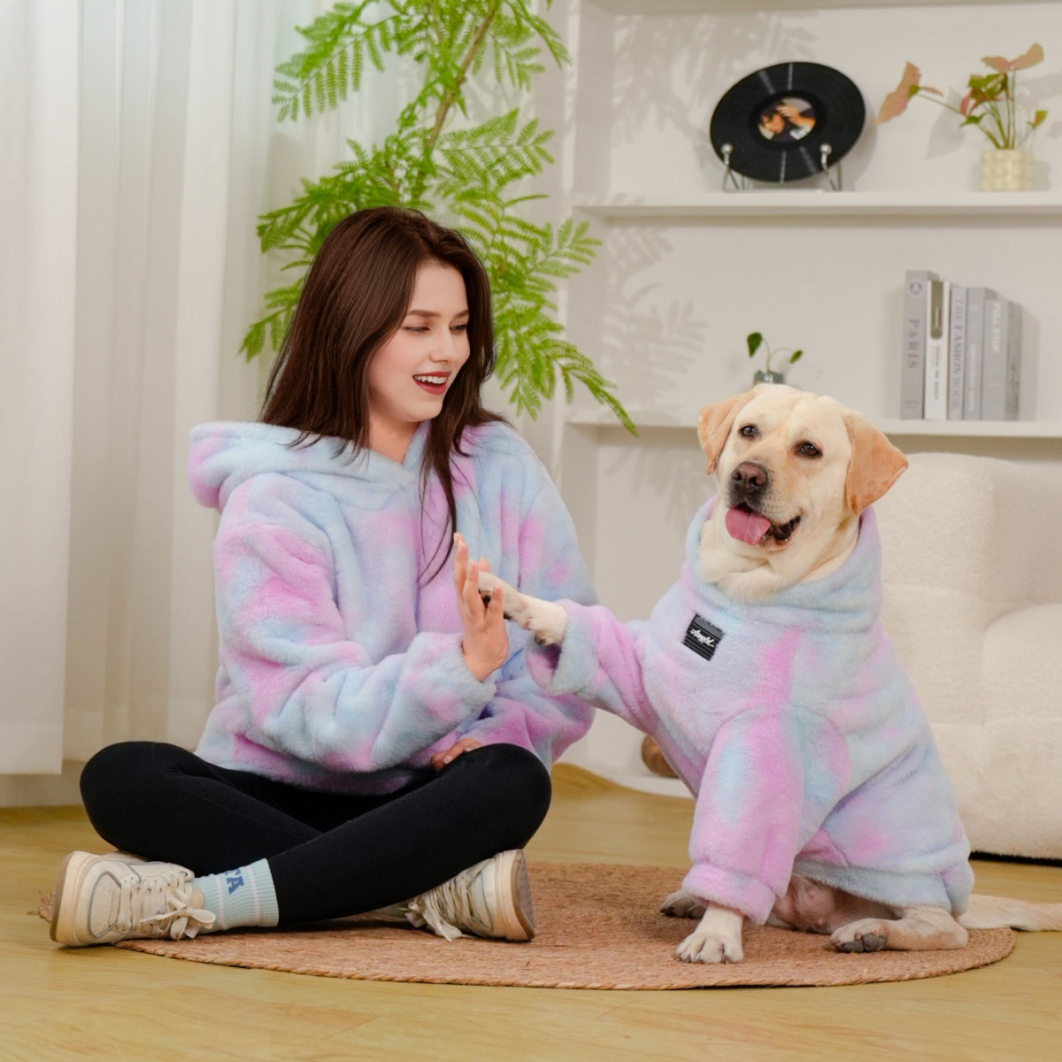Colorful Tie-Dye Dog Hoodie – Soft & Warm Winter Sweatshirt for All Dogs, Cozy Pet Family Matching Outfit