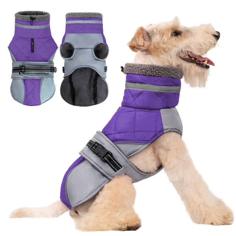 Hunde Wintermantel warm und winddicht hoher Kragen kann umgeschlagen werden für kleine und mittelgroße