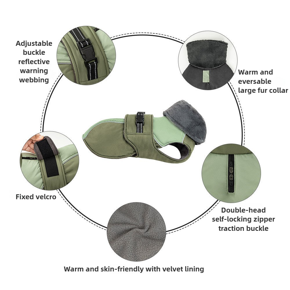 Hunde Winter Dicke Jacke Hohe Kragen Warm Reflektierende Kleine und Mittlere Hunde