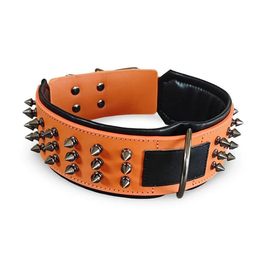 Training Everyday Leather Dog Collar Wide Studded Spiked Collar for Large Dogs pit bull,German Shepherd,Poodle
