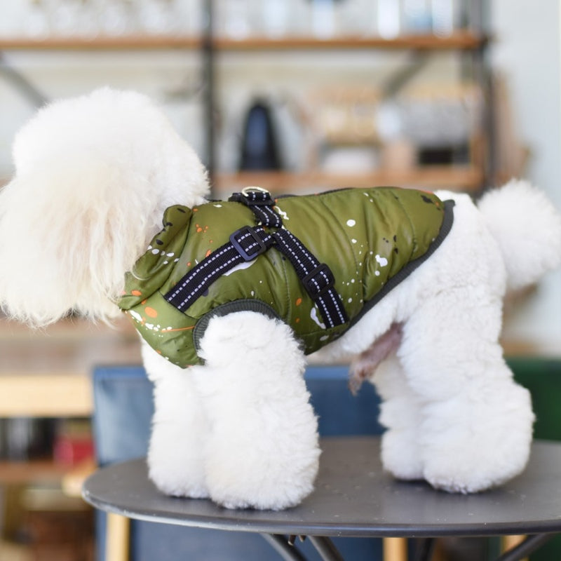 Reflektierender Skianzug für Hunde, warme Jacke für Brust und Rücken, integrierte Traktion