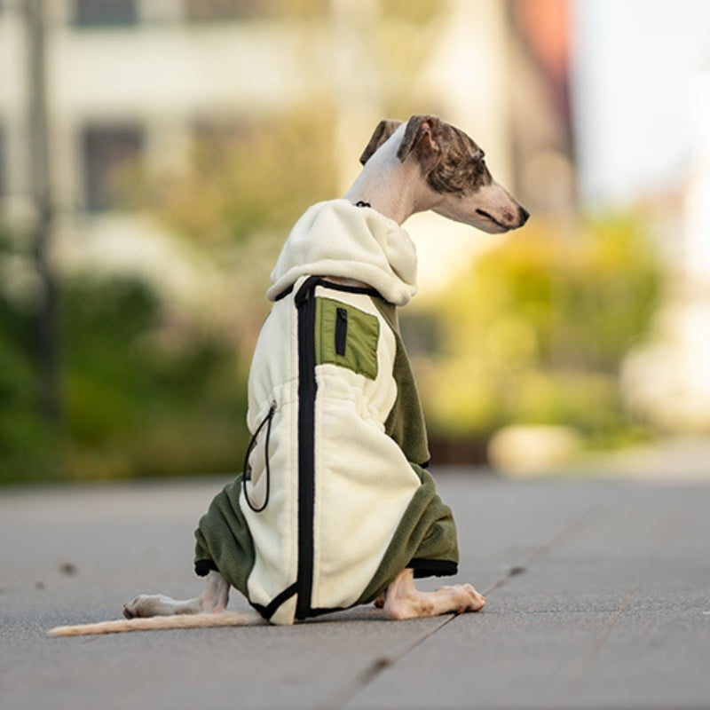 Warmer Vierbeinmantel für Hunde, Polarfleece, abnehmbarer Kragen