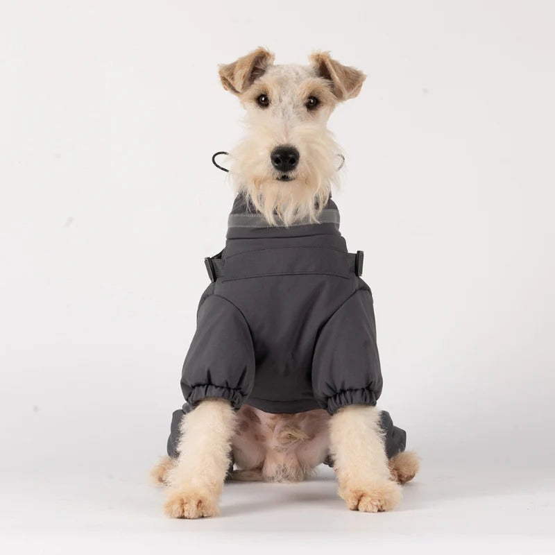 Waterproof Dog Snowsuit with Built-in Harness – 4-leg dog Warm Winter Dog Jacket Reflective &Adjustable Zip-UpOutfit for Small Medium Dogs