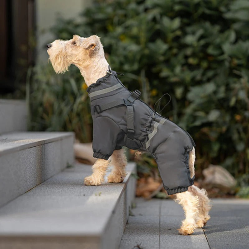 Waterproof Dog Snowsuit with Built-in Harness – 4-leg dog Warm Winter Dog Jacket Reflective &Adjustable Zip-UpOutfit for Small Medium Dogs