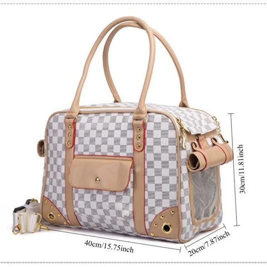 Pet bag suitable for small dogs and cats, breathable PU leather bag, pet portable bag, pet supplies dog backpack