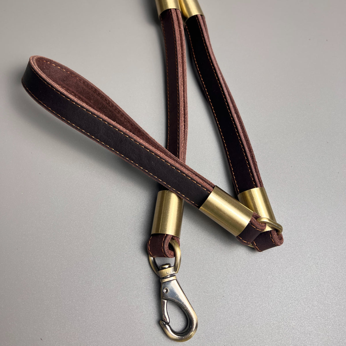 Genuine Cowhide Leash – Three-section Leather Dog Leash for Medium and Large Dogs, 300-pound Weight