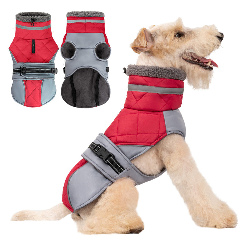 Hunde Wintermantel warm und winddicht hoher Kragen kann umgeschlagen werden für kleine und mittelgroße