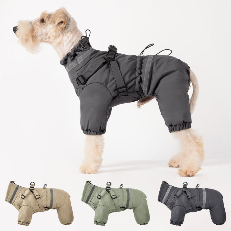 Hunde-Winterjacke, warm und wasserdicht, verstellbares Geschirr, kleine und mittelgroße Hunde