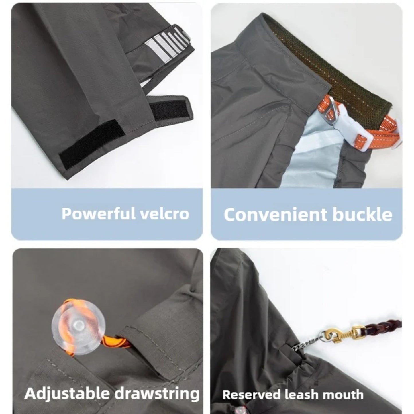 Dog raincoat waterproof one-piece raincoat for medium and large dogs with adjustable hood four-legged reflective raincoat