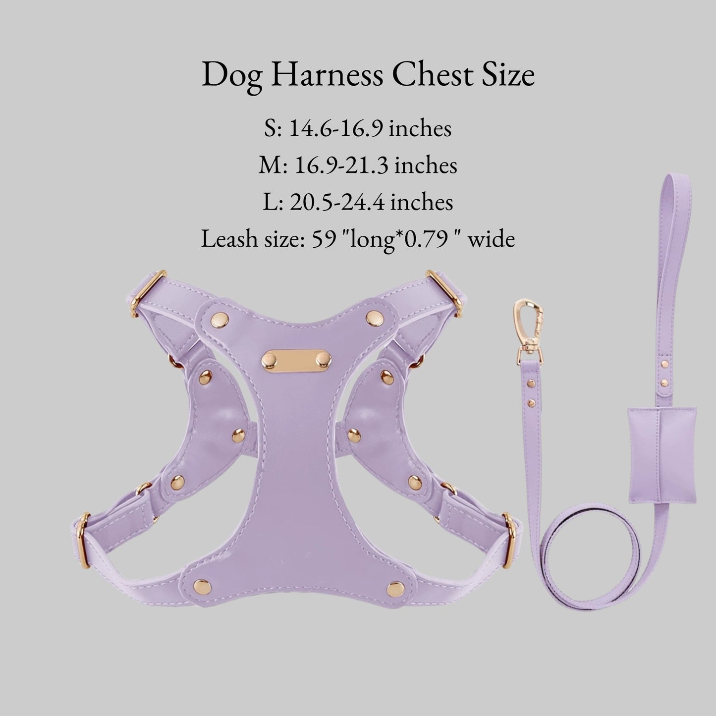 Leather Dog Harness Set – Soft and Comfortable, Waterproof and Dirt Resistant, Adjustable Design, With Leash and Removable Poop Bag