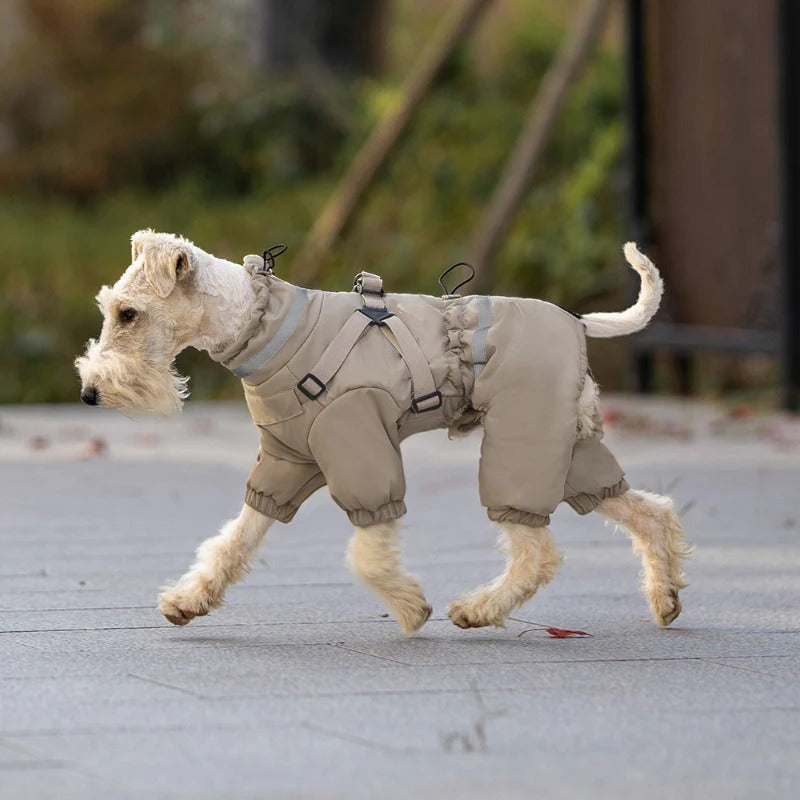Waterproof Dog Snowsuit with Built-in Harness – 4-leg dog Warm Winter Dog Jacket Reflective &Adjustable Zip-UpOutfit for Small Medium Dogs