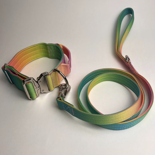 Tactical dog collar and leash set High-strength nylon + neoprene Collar width 5cm Maximum bearing force of 400kg Suitable for medium and large dogs