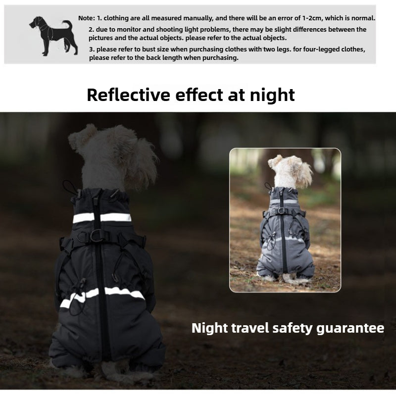 Hunde-Winterjacke, warm und wasserdicht, verstellbares Geschirr, kleine und mittelgroße Hunde
