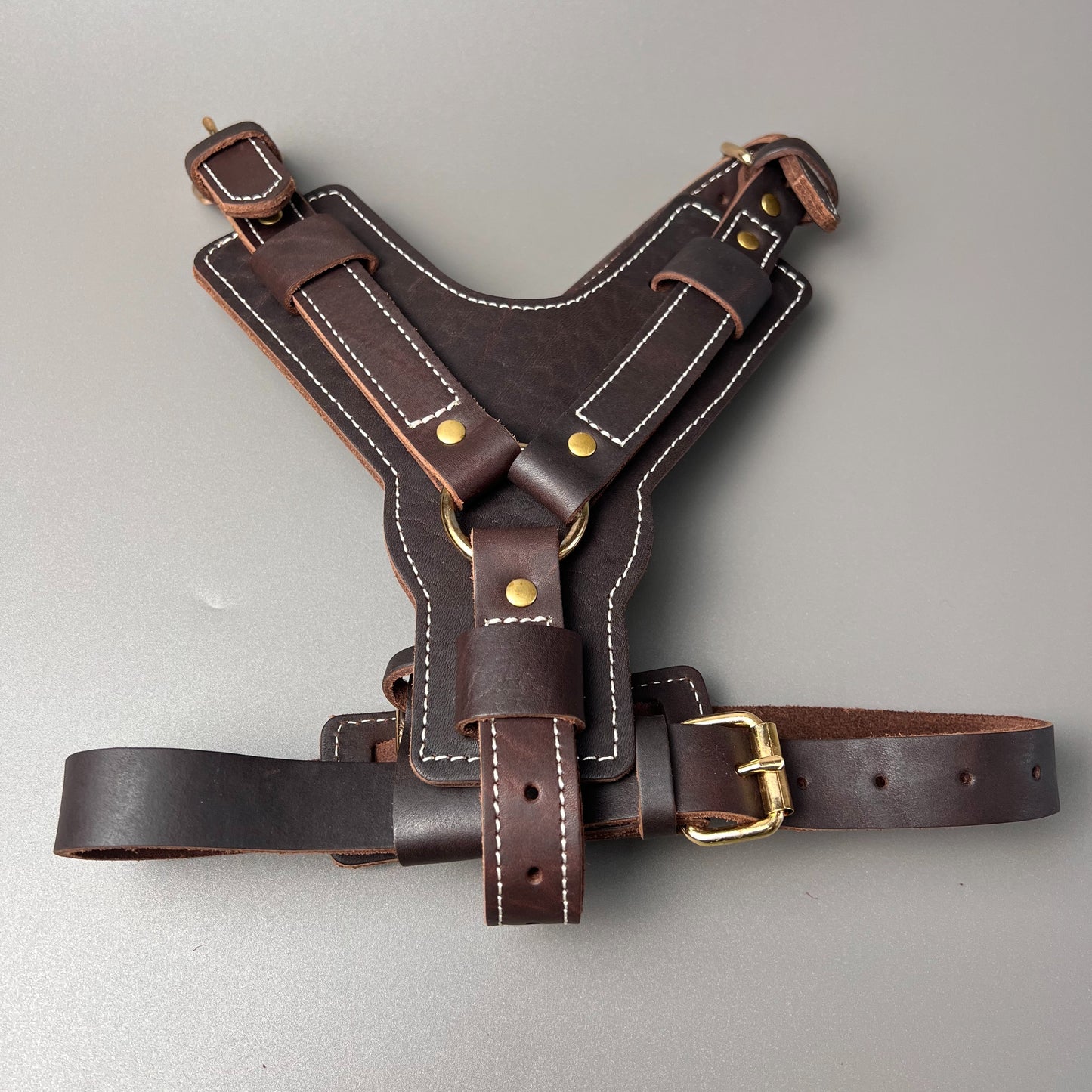 Genuine Leather Y-Shaped Dog Harness – Adjustable Neck and Chest, Pull-Proof, Durable for Large Dogs, Handcrafted Full Grain Leather