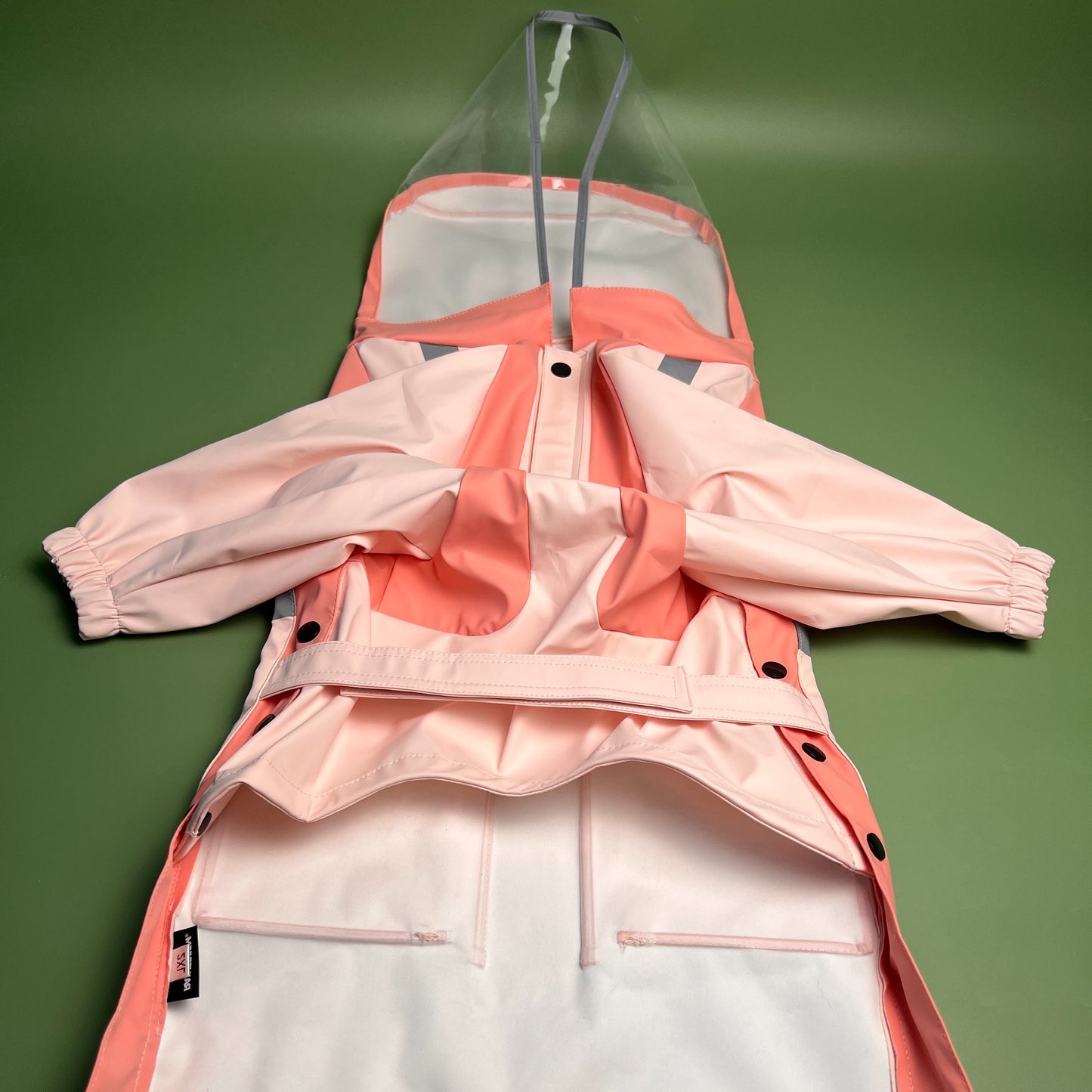 Waterproof Large Dog Raincoat – Pink PU Fabric with Transparent Hood, Reflective Strips - Adjustable Fit for Medium - Large Breeds