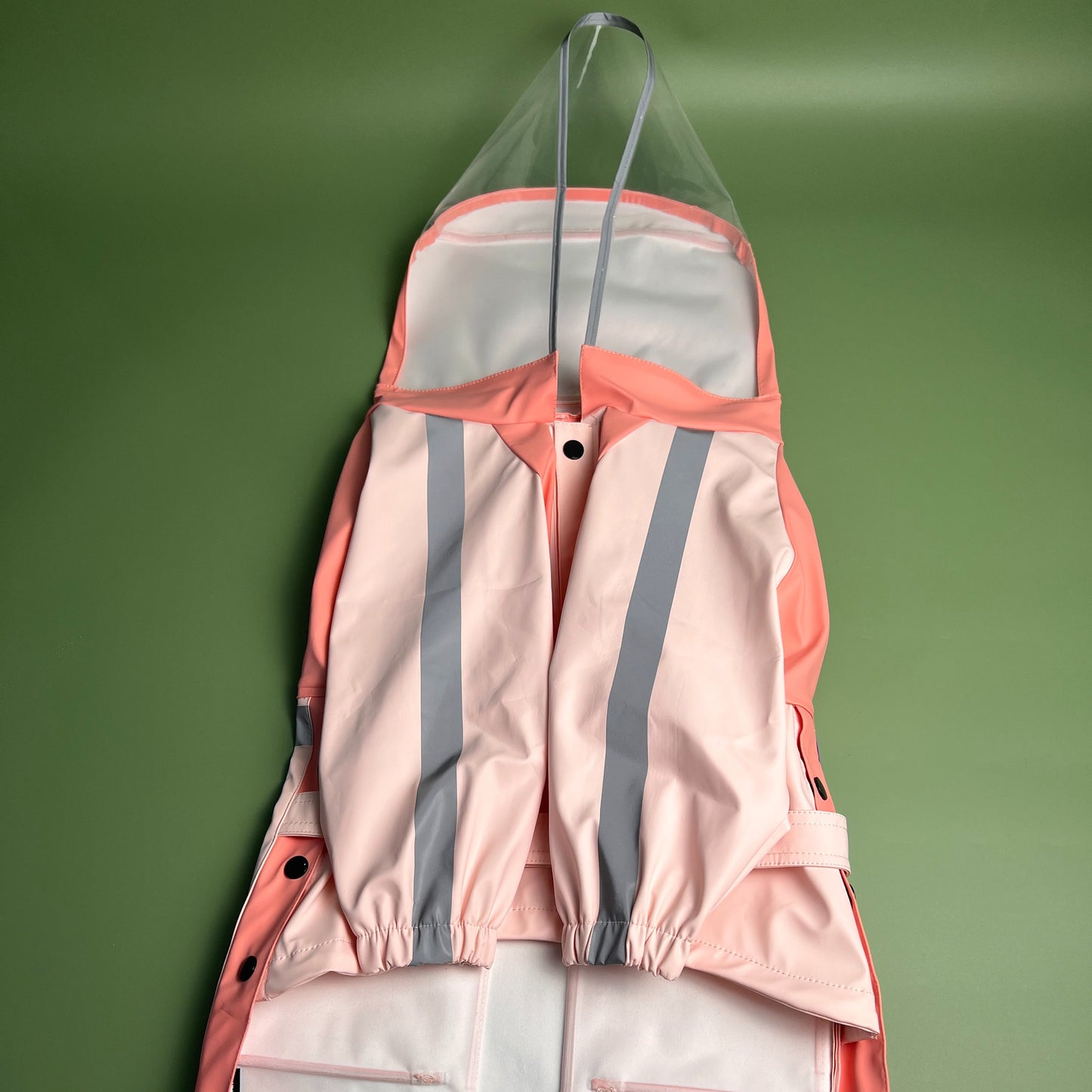 Waterproof Large Dog Raincoat – Pink PU Fabric with Transparent Hood, Reflective Strips - Adjustable Fit for Medium - Large Breeds