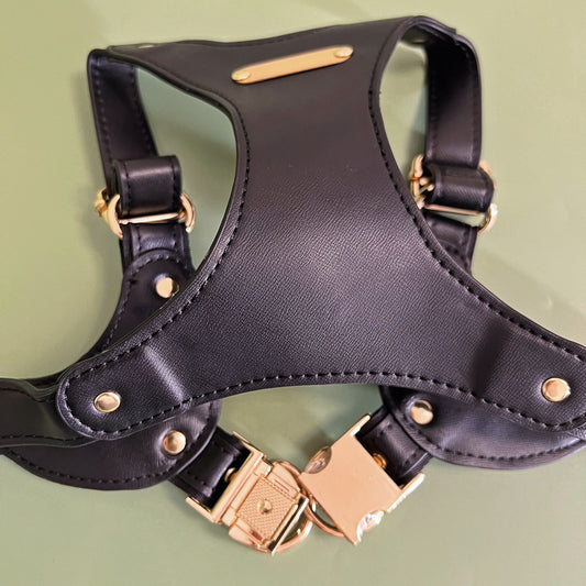 Leather Dog Harness Set – Soft and Comfortable, Waterproof and Dirt Resistant, Adjustable Design, With Leash and Removable Poop Bag