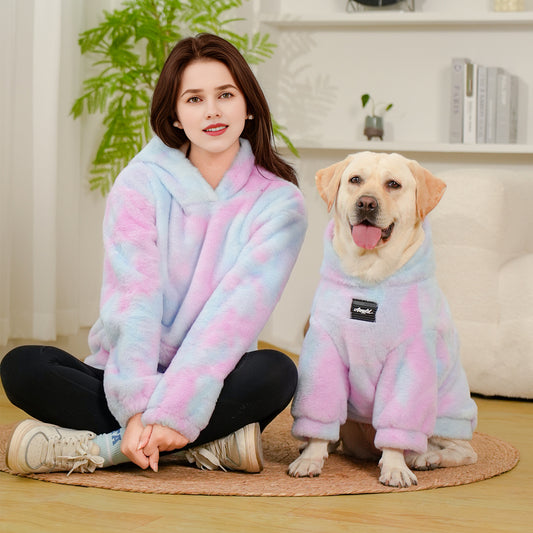 Colorful Tie-Dye Dog Hoodie – Soft & Warm Winter Sweatshirt for All Dogs, Cozy Pet Family Matching Outfit