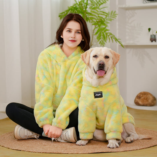 Matching Pet and Owner Tie-Dye Hoodies – Soft Warm Rainbow Dog Sweatshirt, Cozy Winter Pet Family Outfit