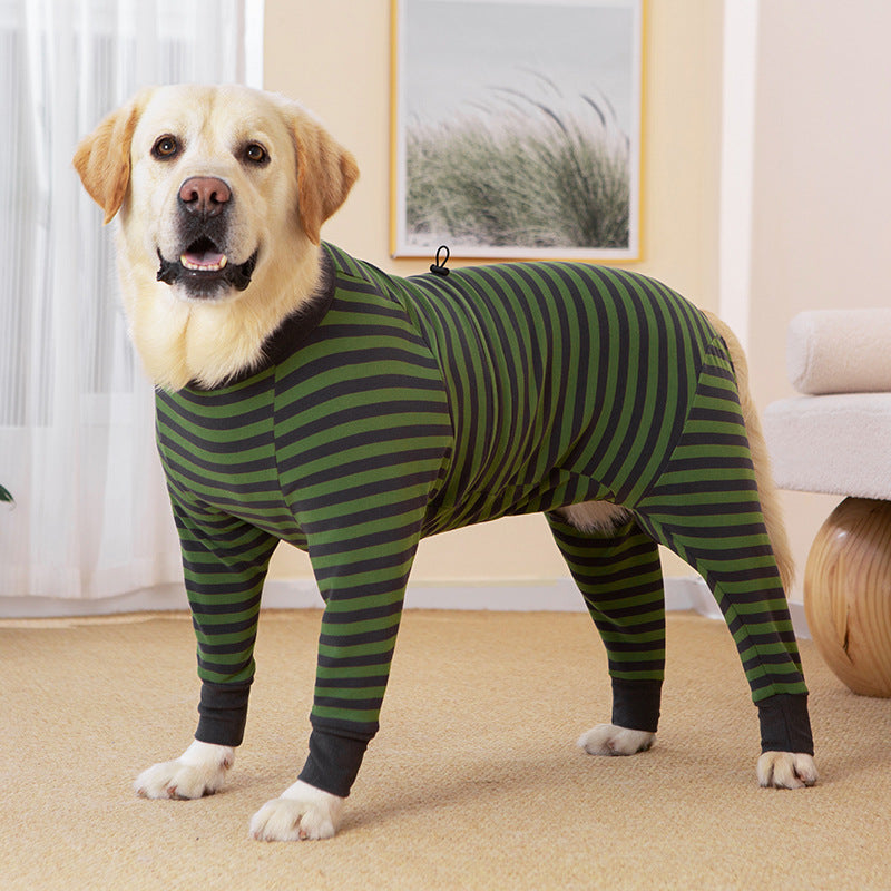 Verstellbare Kleidung für große Hunde, um sie warm zu halten und den Bauch nach einer Operation zu schützen