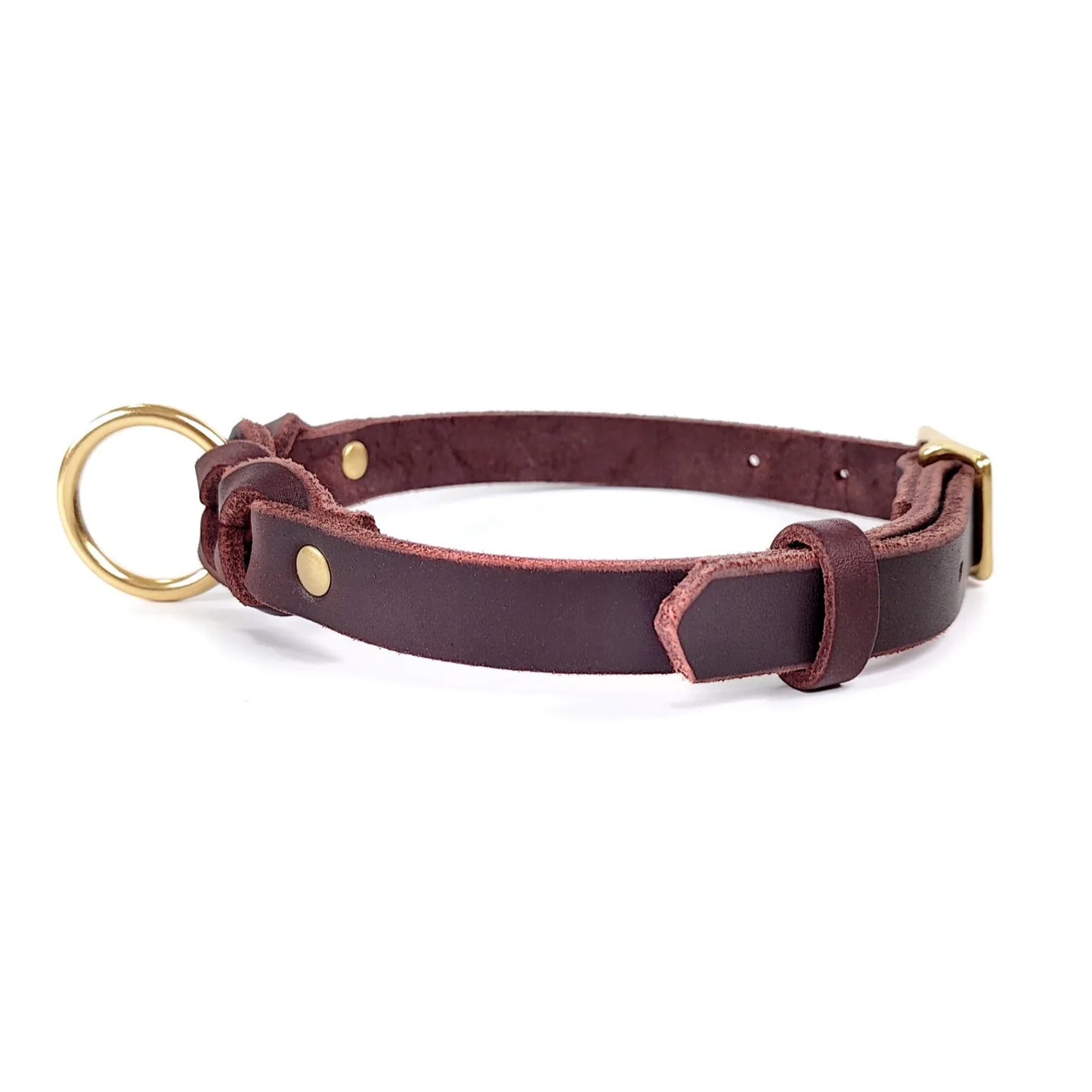Vintage hand-woven genuine leather dog collar. Durable top layer of cowhide suitable for medium-sized dogs