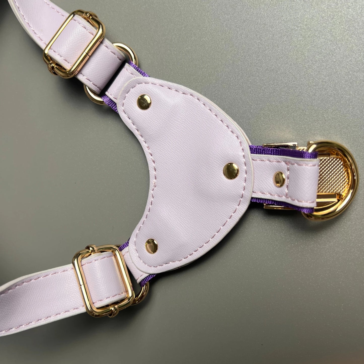 Leather dog harness set with drawstring poop bag - waterproof, adjustable, soft and comfortable for small and medium-sized dogs
