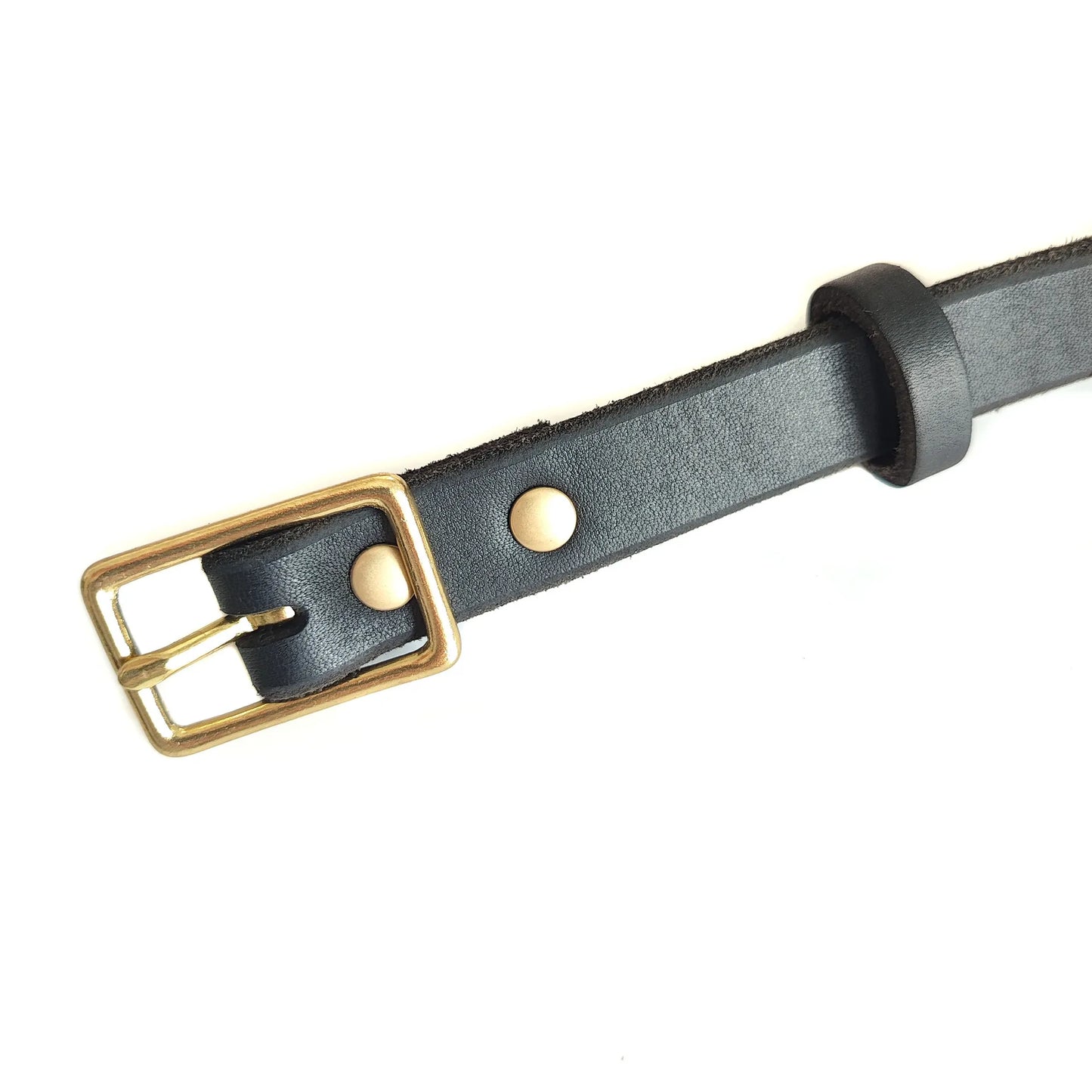 Vintage hand-woven genuine leather dog collar. Durable top layer of cowhide suitable for medium-sized dogs