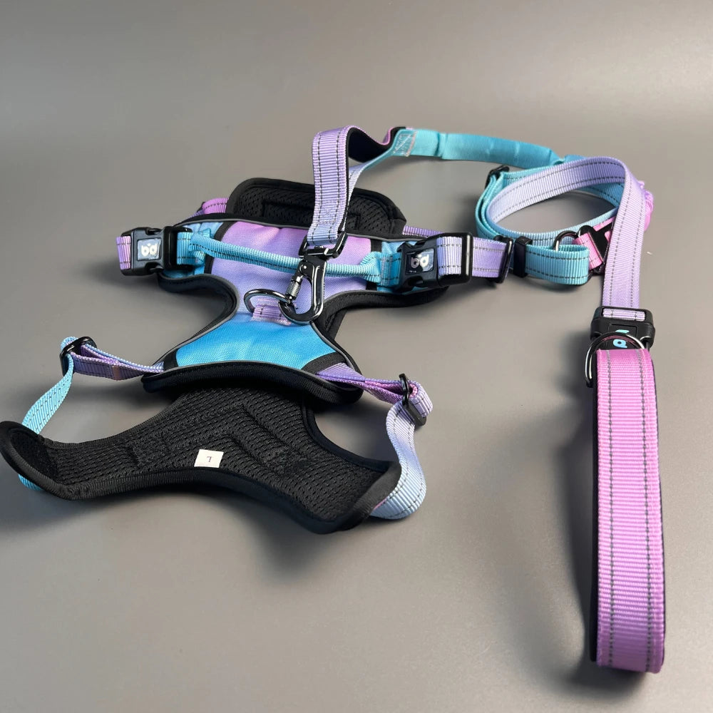 Anti slip dog harness set, waterproof Oxford cloth, breathable dog walking belt, vest style dog collar, running elastic rope