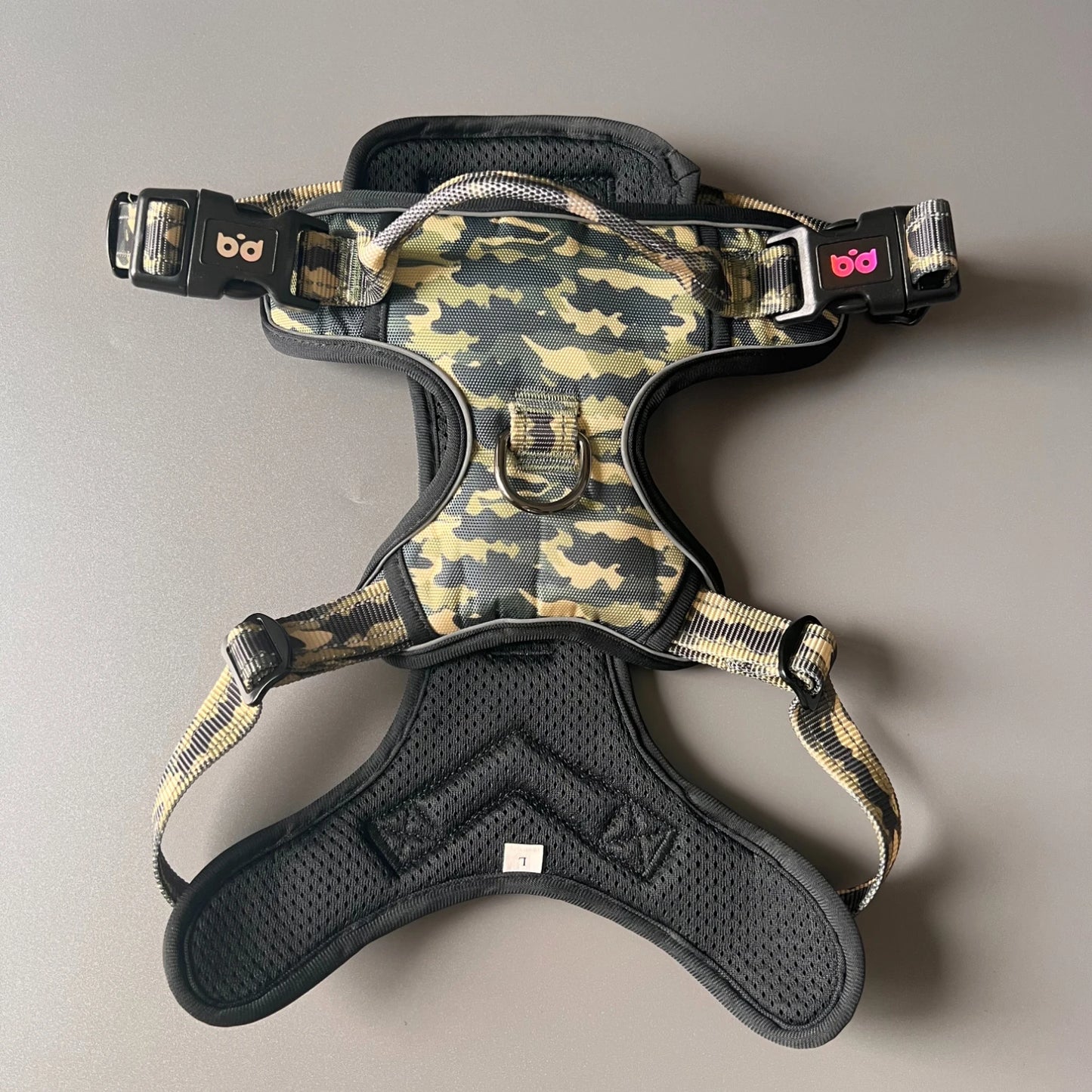 Reflective Dog Harness Leash Set Waterproof Oxford Cloth Army Green Adjustable Vest-Style Dog Collar Convenient Travel