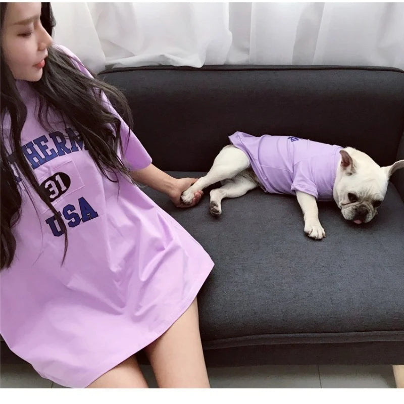 Summer thin pet sweatshirts Pets and owners matching clothing – cute couples clothing, intimate outfits for pets
