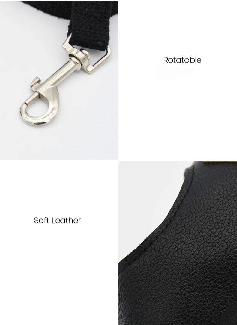 Soft leather dog harness set with leash Pet leather collar Teddy Bichon outdoor harness leash