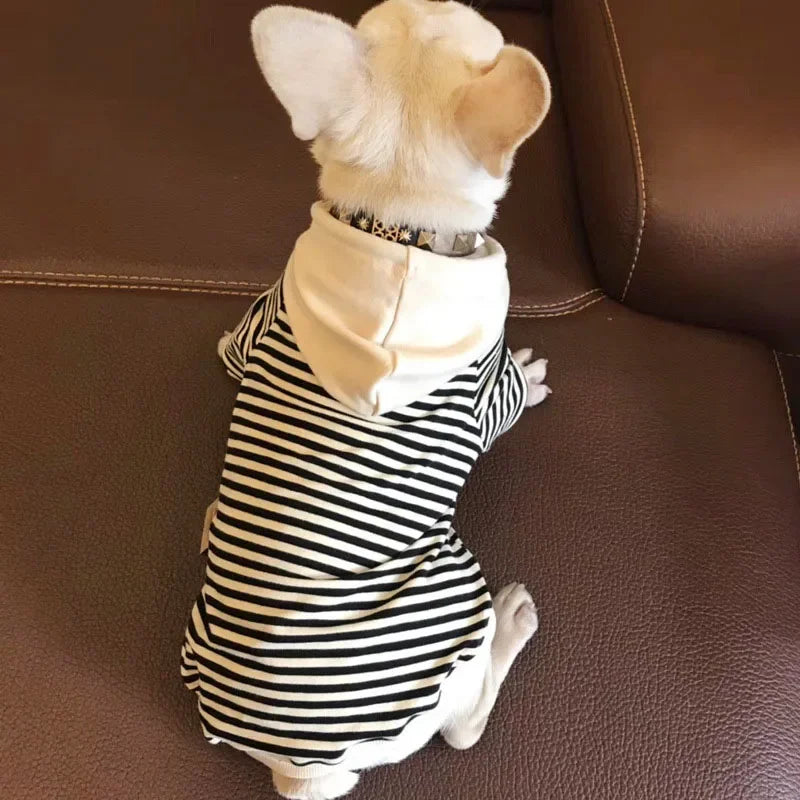 Spring and Summer Pet and Owner Matching Clothing Soft Cotton Striped Hoodies for Small Dogs and Owners Chihuahua Yorkshire