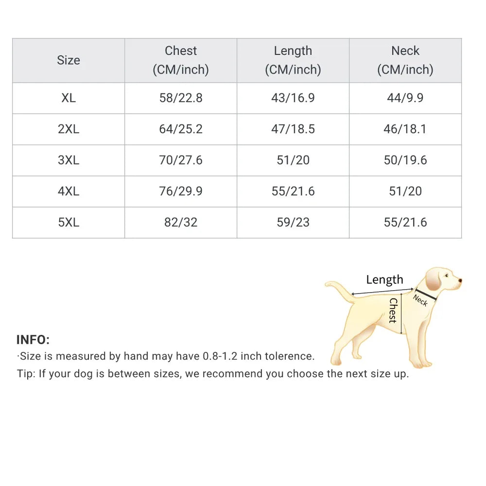 Large Dog Waterproof Winter Jumpsuit – Full Coverage Outdoor Windproof Reflective Dog Coat with Fleece Lining