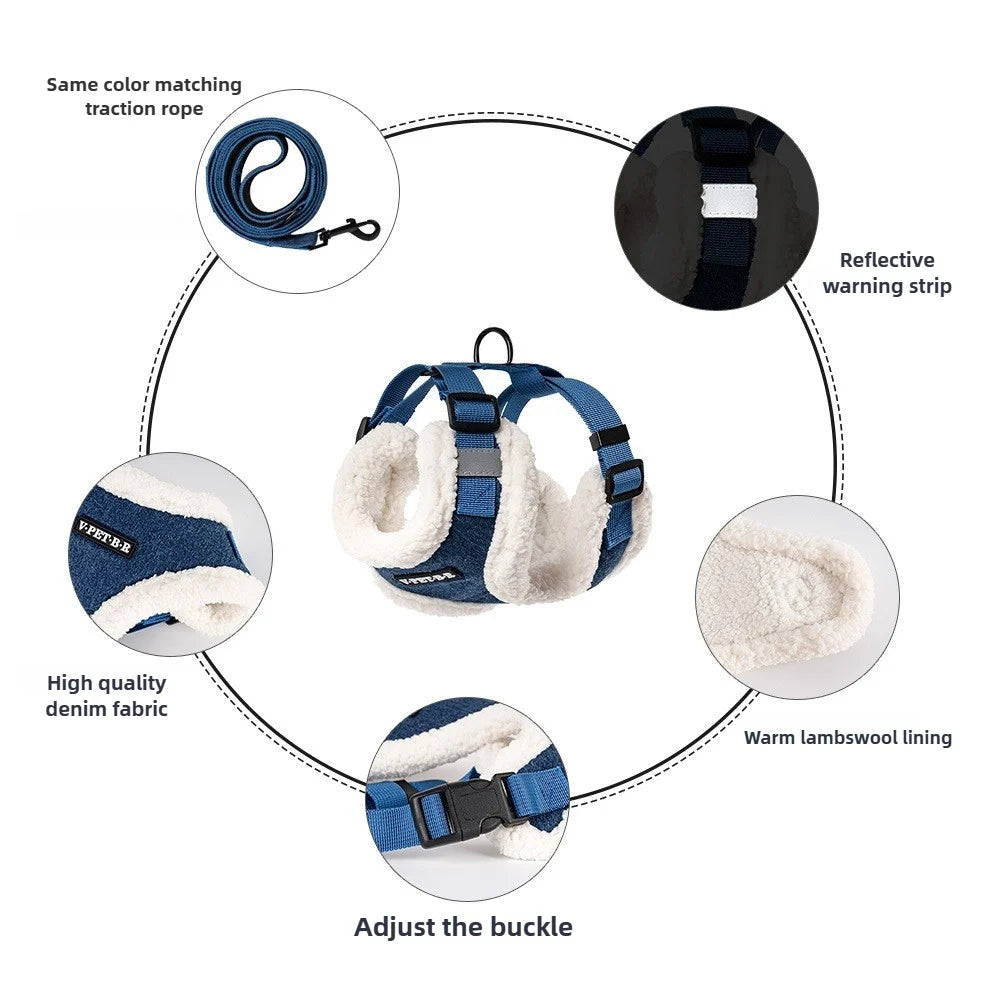Vest-style pet leash set Small dog chest harness Teddy Bichon dog collar dog leash reflective adjustable