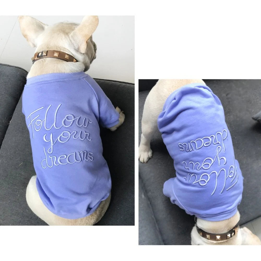 Matching Pet and Owner T-Shirt Set – Embroidered Letter Tee for Small Dogs and Cats Spring and Autumn Thin Style