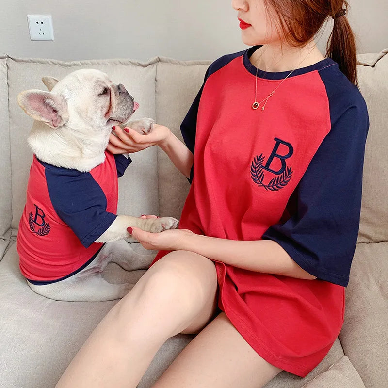 Summer Pet Clothing Small Dogs and Female Owners Sweatshirt Embroidered Short Sleeve Loose T-shirt French Bulldog Teddy