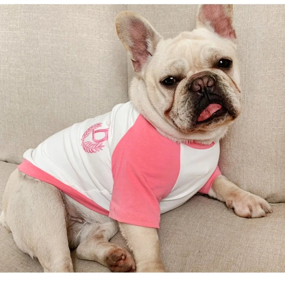 Pet and owner matching outfits Outdoor hike with dog Embroidered short-sleeved loose T-shirt suitable for small dogs and cats