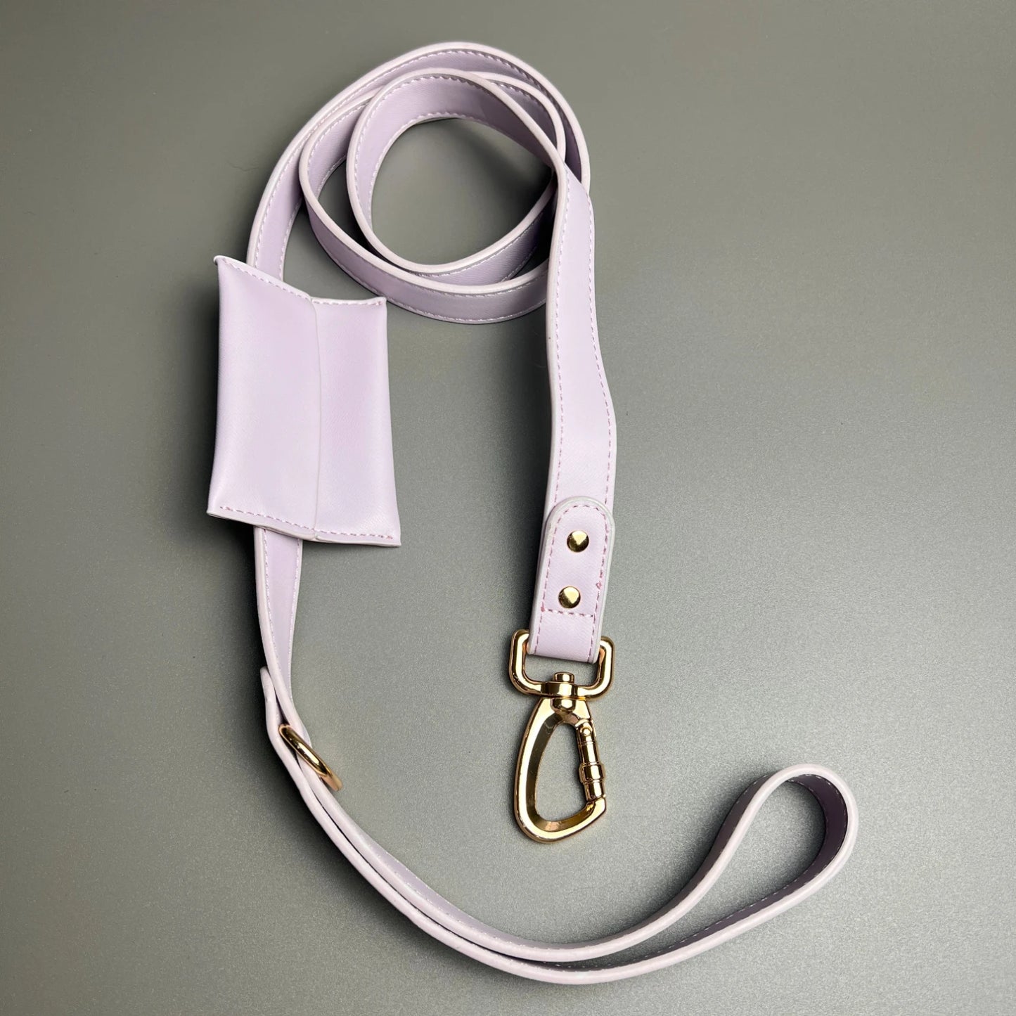 Leather dog harness set with drawstring poop bag - waterproof, adjustable, soft and comfortable for small and medium-sized dogs