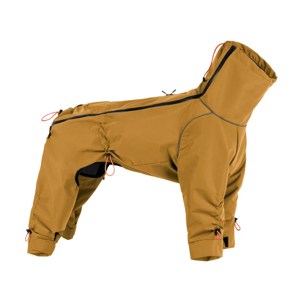 Large Dog Waterproof Winter Jumpsuit – Full Coverage Outdoor Windproof Reflective Dog Coat with Fleece Lining