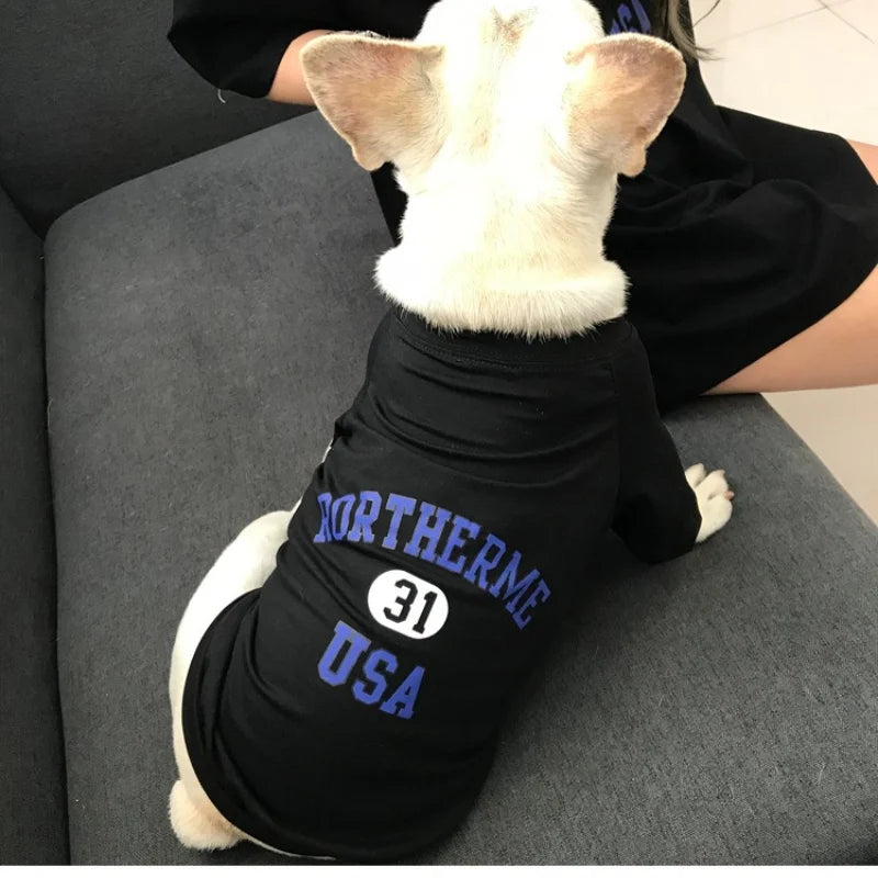 The same sweatshirt for pets and owners Thin short-sleeved two-legged T-shirt for small dogs cats French bulldogs Teddy bear