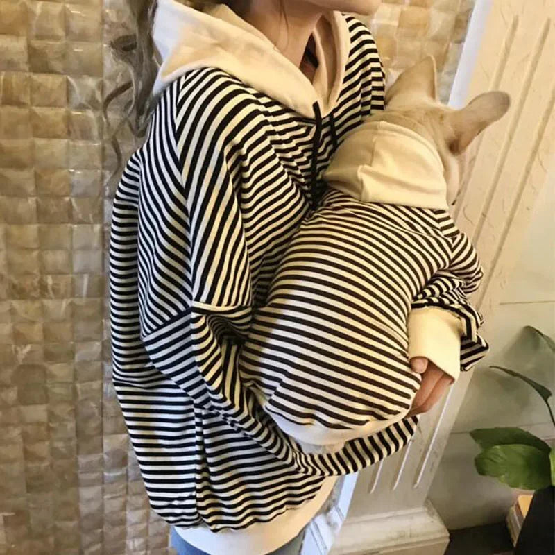 Spring and Summer Pet and Owner Matching Clothing Soft Cotton Striped Hoodies for Small Dogs and Owners Chihuahua Yorkshire