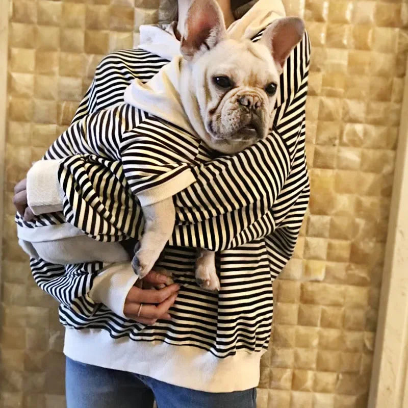 Spring and Summer Pet and Owner Matching Clothing Soft Cotton Striped Hoodies for Small Dogs and Owners Chihuahua Yorkshire