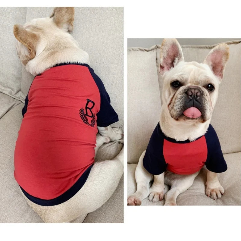 Summer Pet Clothing Small Dogs and Female Owners Sweatshirt Embroidered Short Sleeve Loose T-shirt French Bulldog Teddy