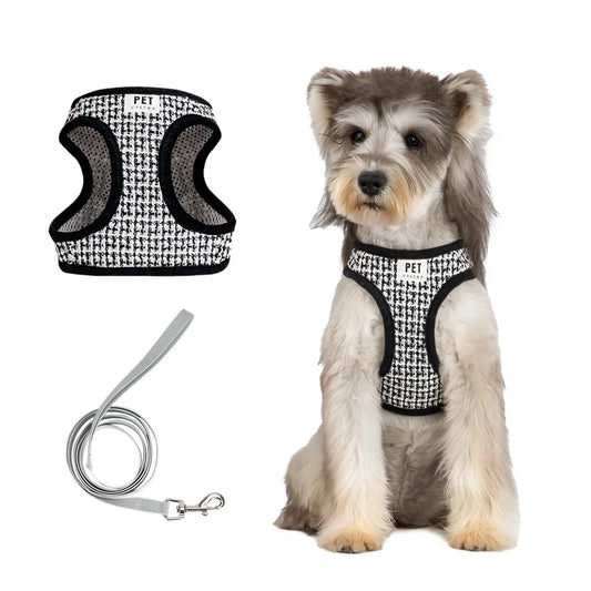 Adjustable dog harness set for small dogs and cats breathable vest-style traction rope comfortable and durable dog walking rope