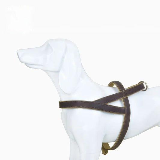 Double leather harness Saddle design Top cowhide dog harness  Durable leather traction harness for large dogs