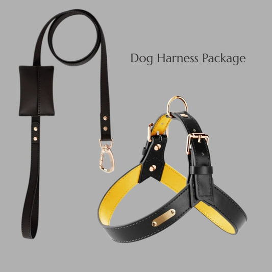 Waterproof leather dog harness set | Adjustable Y-shaped harness | Soft and comfortable Thickened metal buckle for small and medium dogs