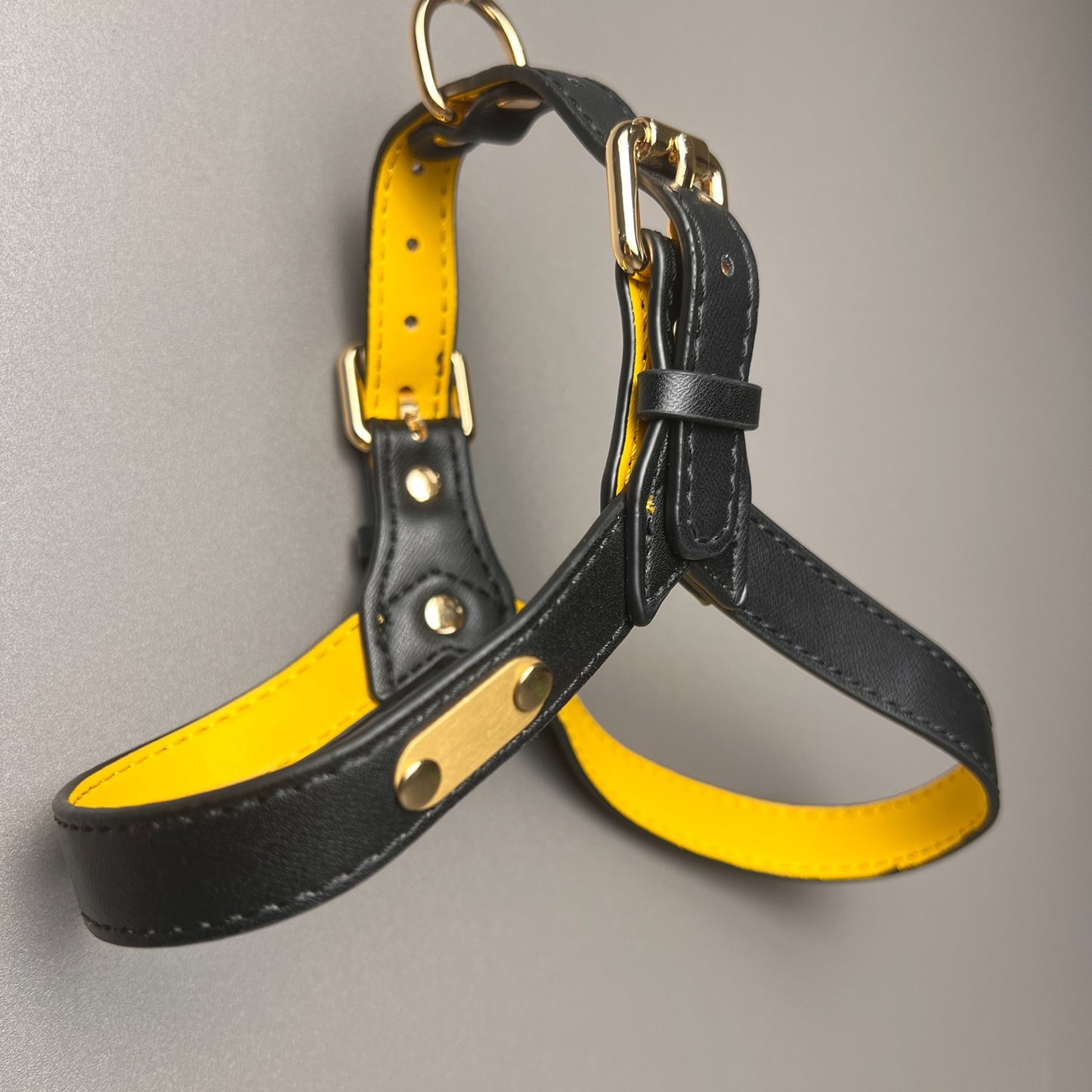 Waterproof leather dog harness set | Adjustable Y-shaped harness | Soft and comfortable Thickened metal buckle for small and medium dogs