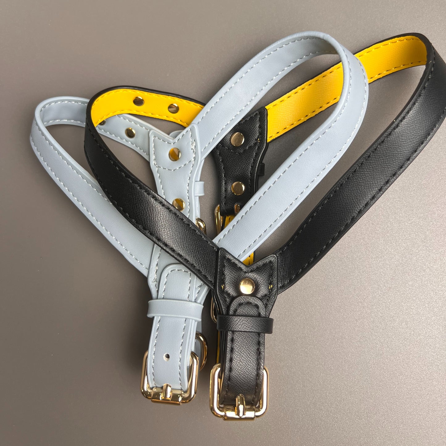 Waterproof leather dog harness set | Adjustable Y-shaped harness | Soft and comfortable Thickened metal buckle for small and medium dogs