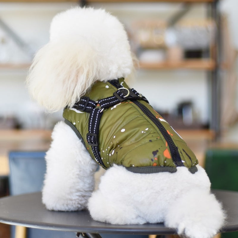 Reflektierender Skianzug für Hunde, warme Jacke für Brust und Rücken, integrierte Traktion