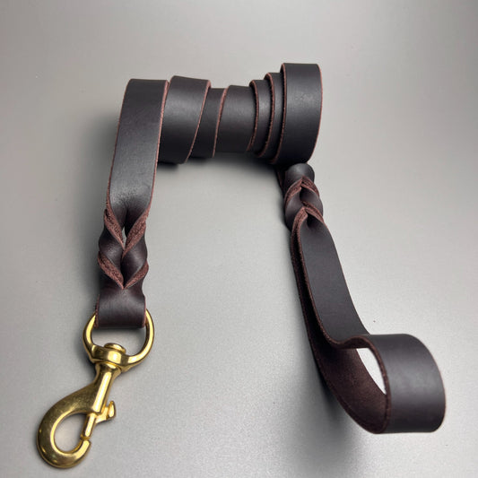 Vintage handmade genuine leather leash 4mm thick cowhide, for all dog breeds Dark Brown